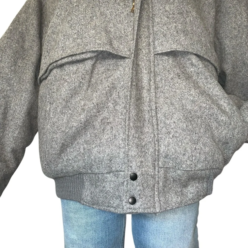 v i n t a g e :: Wool Warm Padded Lined Tweed Bomber Jacket - Picture 6 of 15